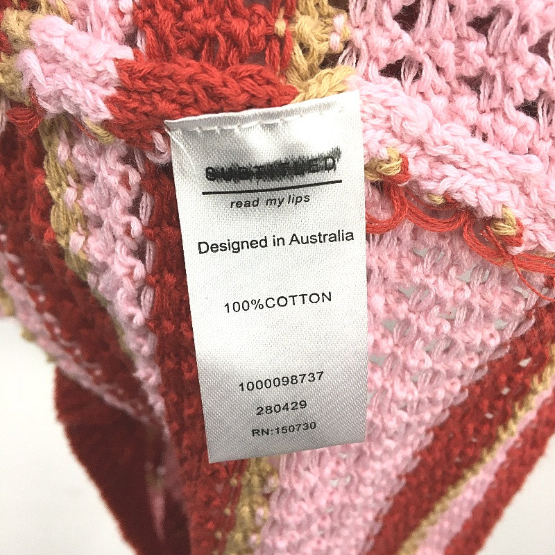 Subtitled Crochet Knit Tie Back Pink & Red Beach Mini Dress Ladies Size Small