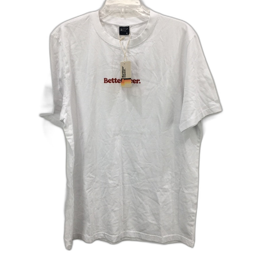 Better Beer White Oasis Print Logo Casual T-Shirt Mens Size Medium