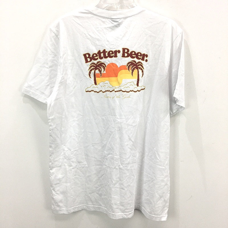 Better Beer White Oasis Print Logo Casual T-Shirt Mens Size Medium