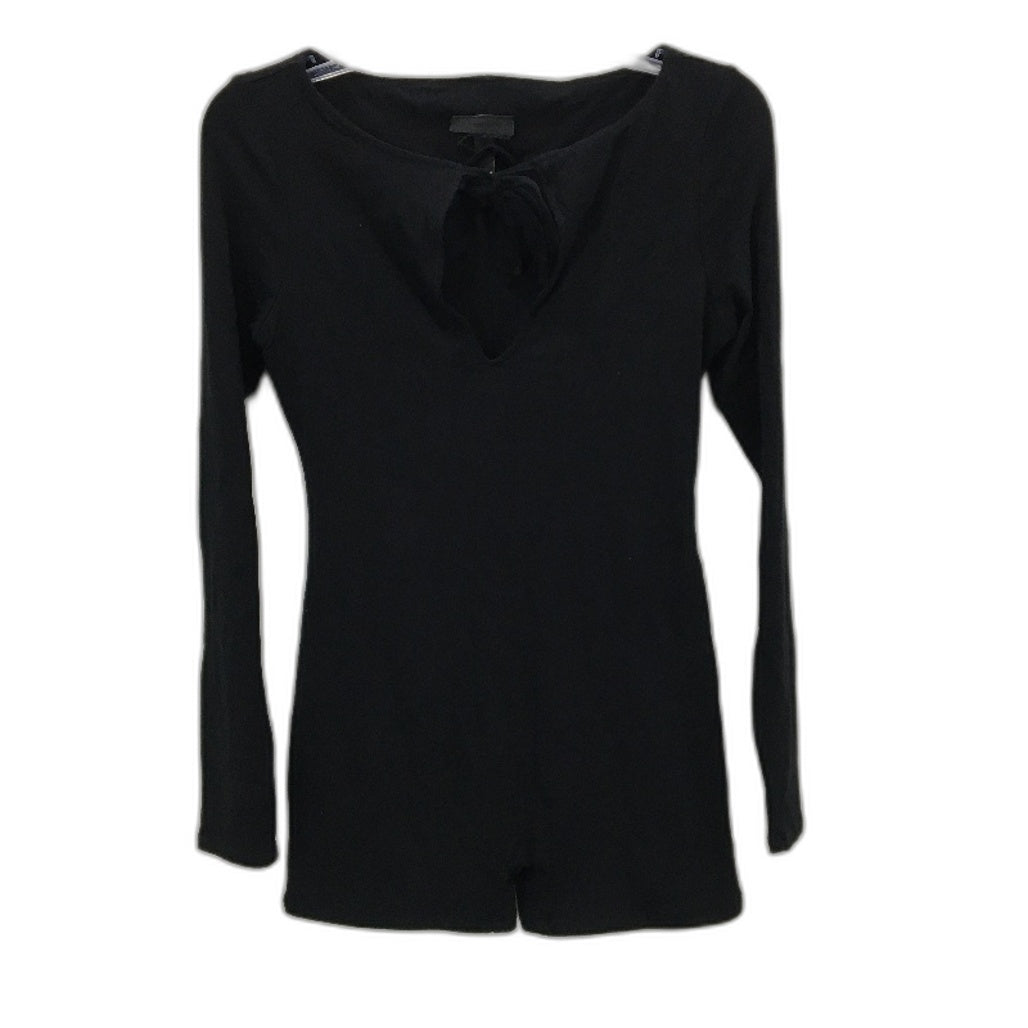 Alice In The Eve Black Soft Long Sleeve Playsuit Tie Front Ladies Size Medium