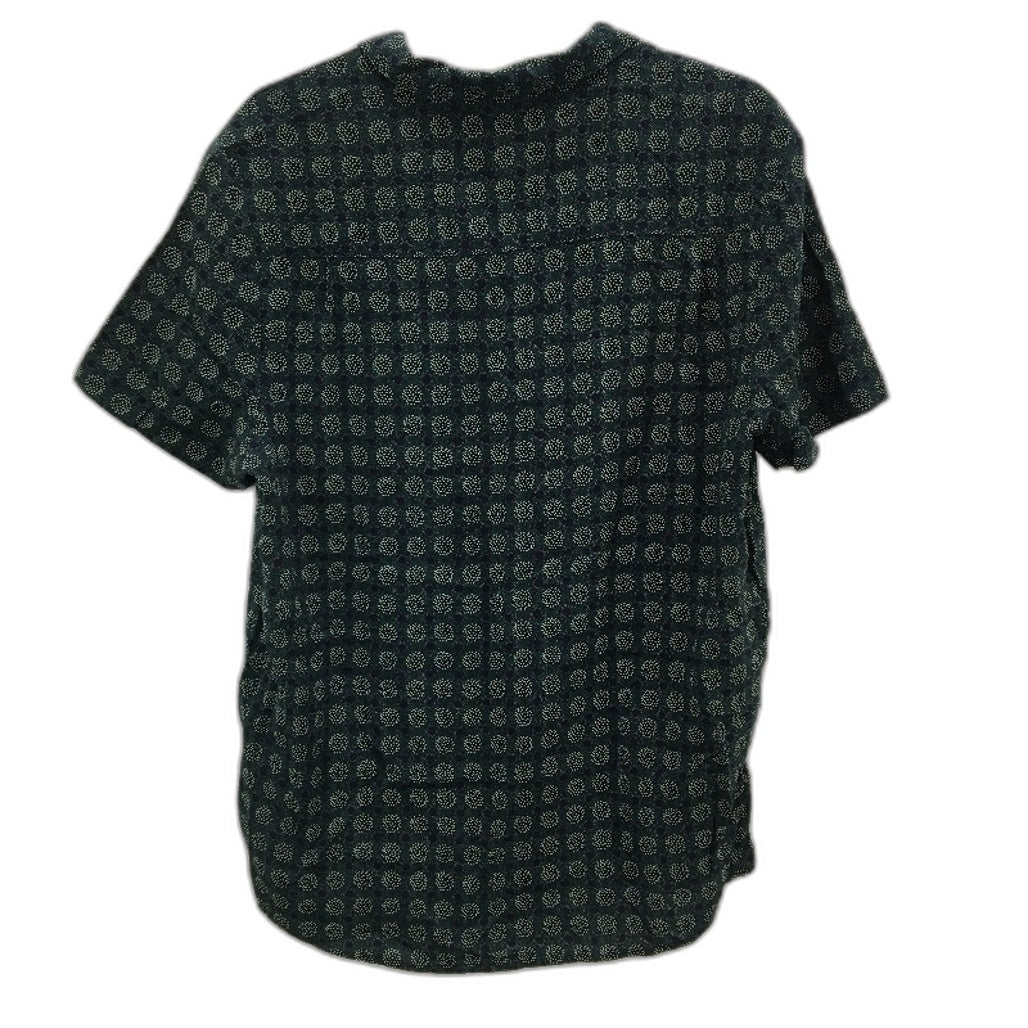 Lee Button-Up Patterned Green & Navy Casual Short Sleeve Shirt Mens Size Small