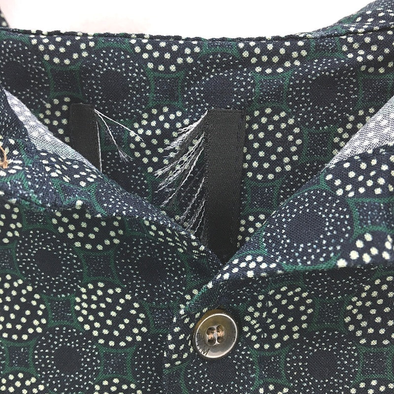 Lee Button-Up Patterned Green & Navy Casual Short Sleeve Shirt Mens Size Small