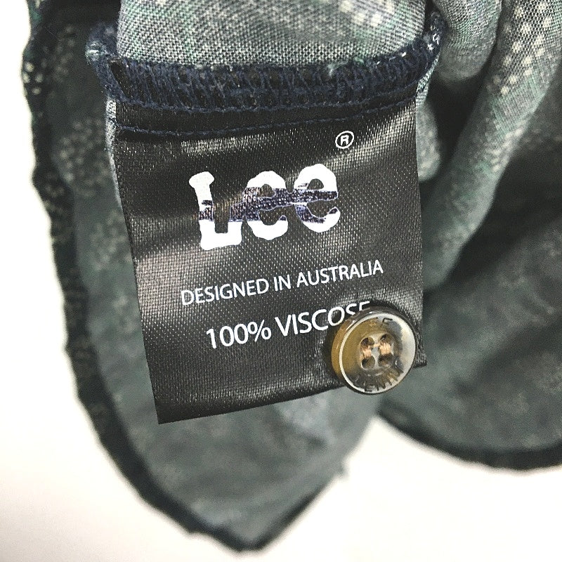 Lee Button-Up Patterned Green & Navy Casual Short Sleeve Shirt Mens Size Small