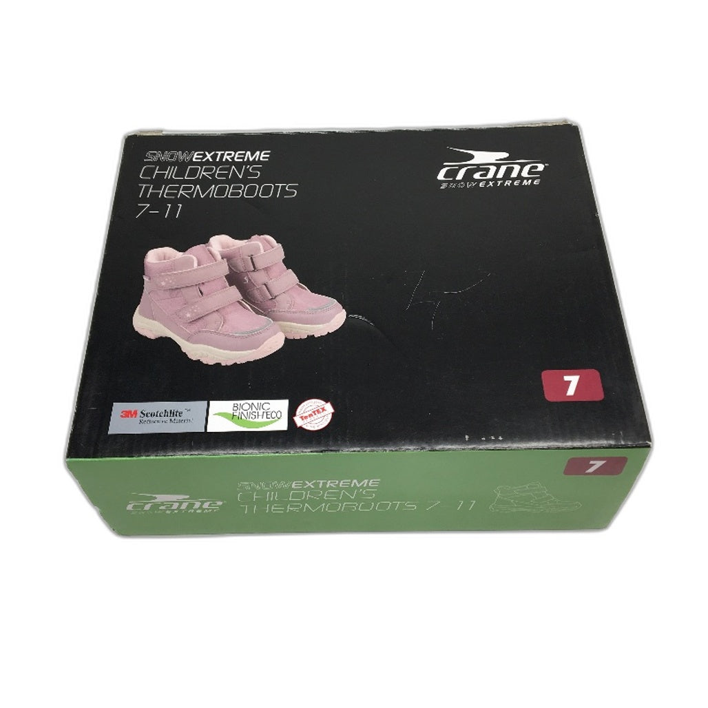 Crane Snow Extreme Thermoboots Aluminium & Fleece Lined Pink Kids Size 7 NEW