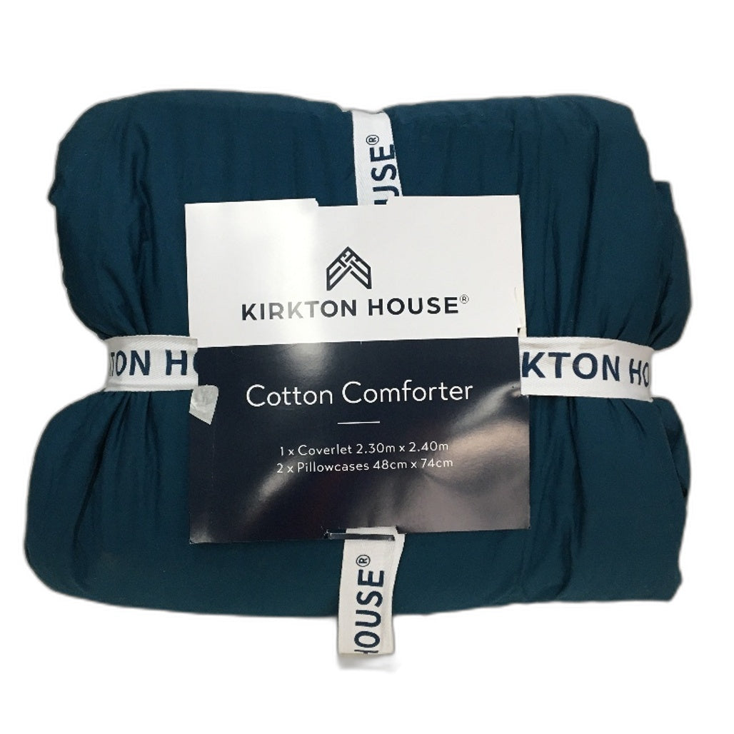 Kirkton House Teal Cotton Coverlet Set Queen/King Size Inc 2 Pilowcases NEW