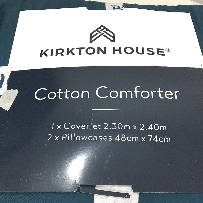 Kirkton House Teal Cotton Coverlet Set Queen/King Size Inc 2 Pilowcases NEW