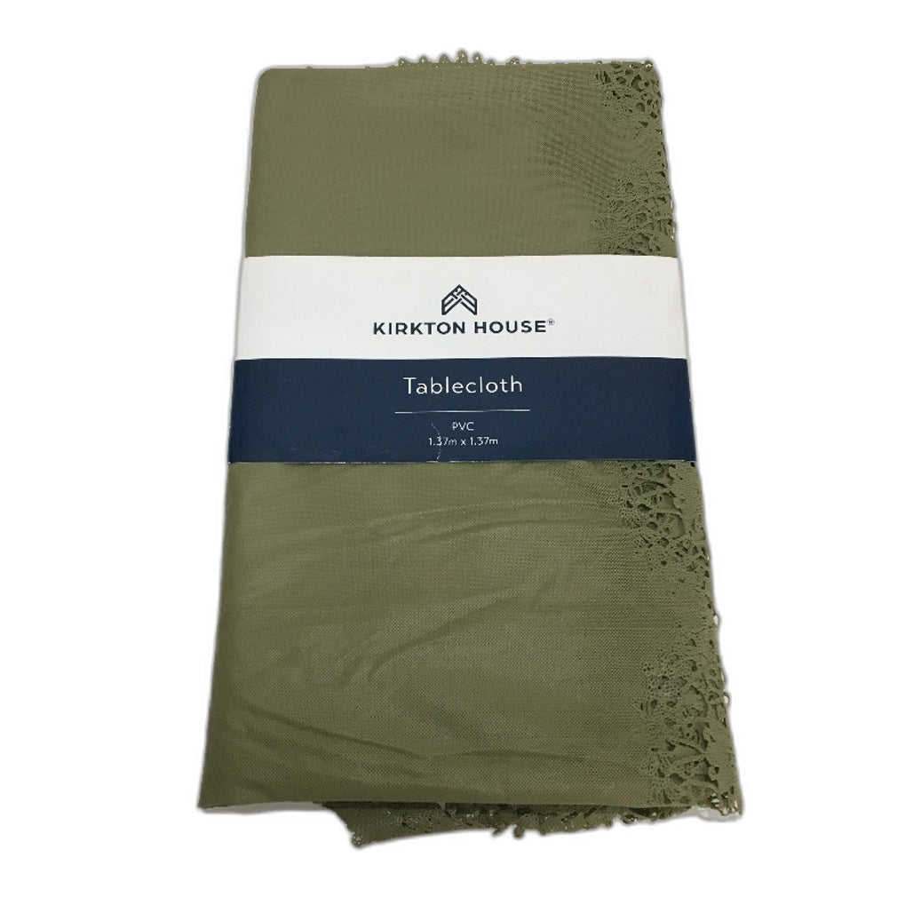 Kirkton House Olive Green Filagree Edge PVC Water Resistant SQ Table Cloth NEW
