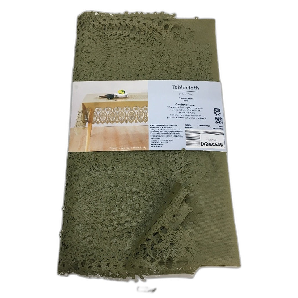 Kirkton House Olive Green Filagree Edge PVC Water Resistant SQ Table Cloth NEW