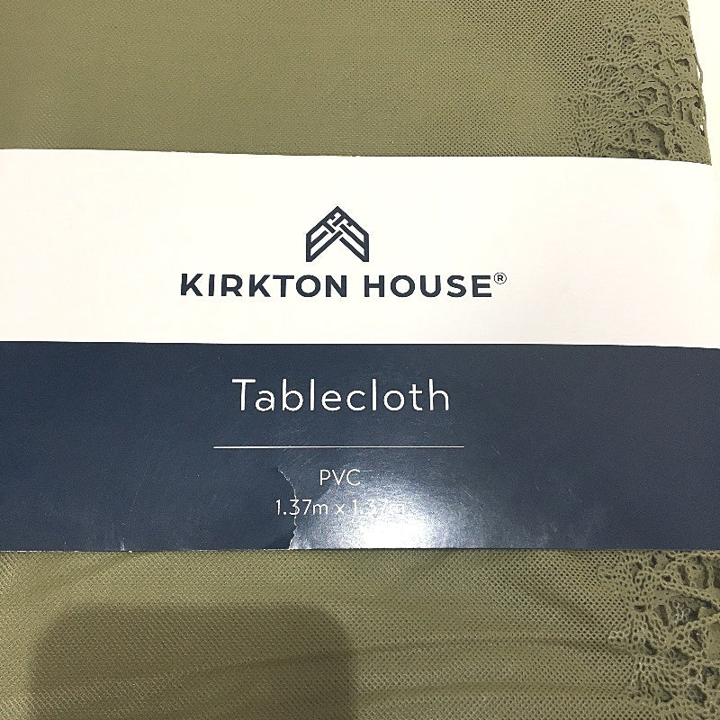 Kirkton House Olive Green Filagree Edge PVC Water Resistant SQ Table Cloth NEW