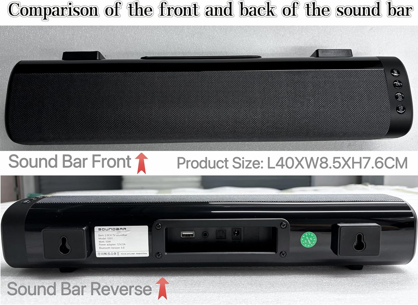 16 Inch 50W Compact Mini TV HiFi Bluetooth Sound Bar Speaker NEW