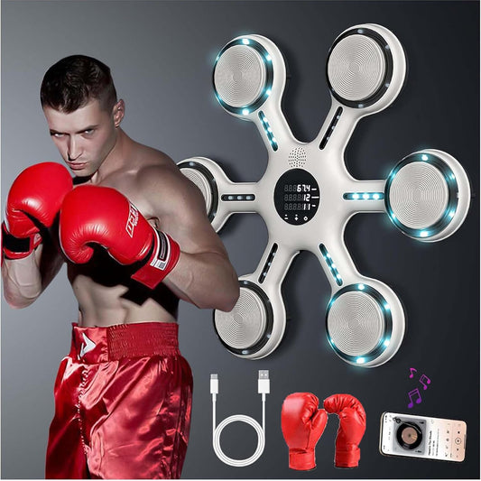Chucii White Grey Wall Mounted Bluetooth Music Smart Boxing Machine & Gloves NEW