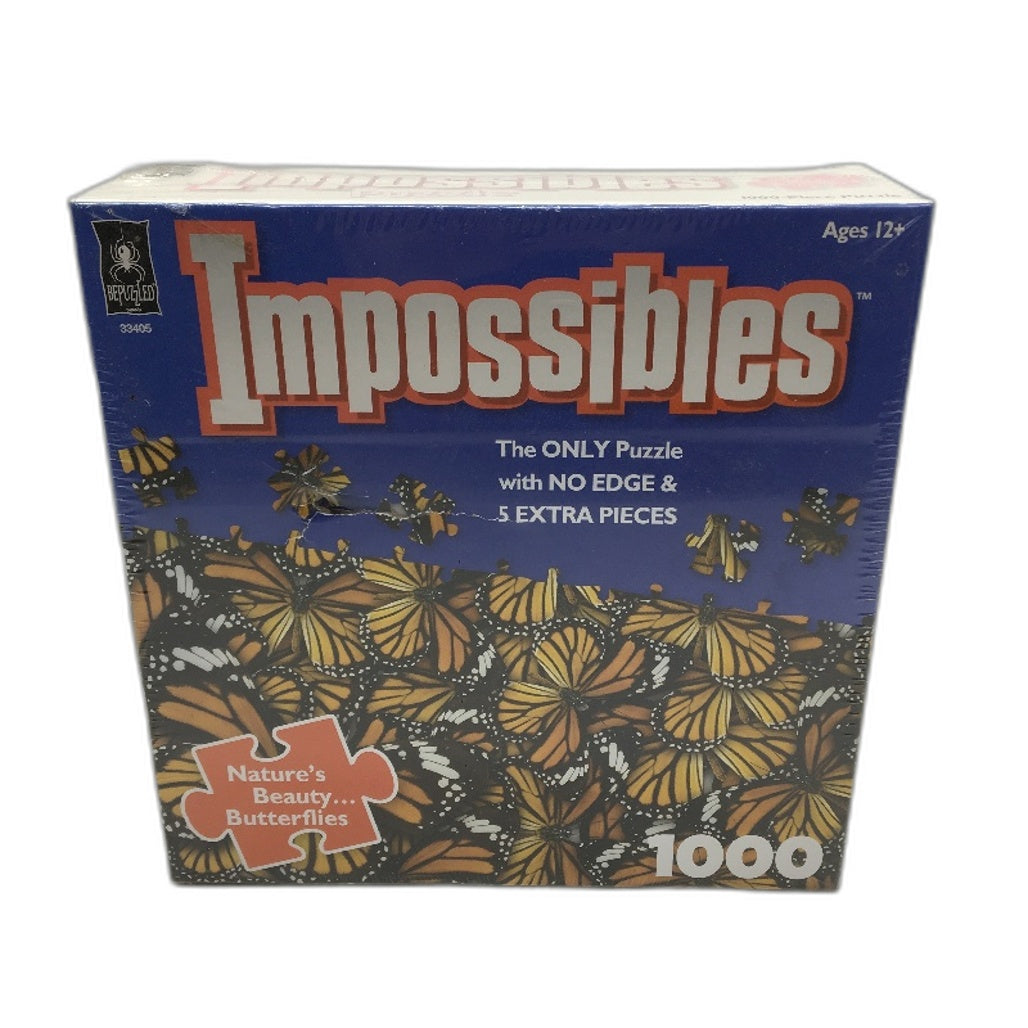Bepuzzled Impossibles No Edge Butterflies 1000 Piece Jigsaw Puzzle Ages 12+ NEW