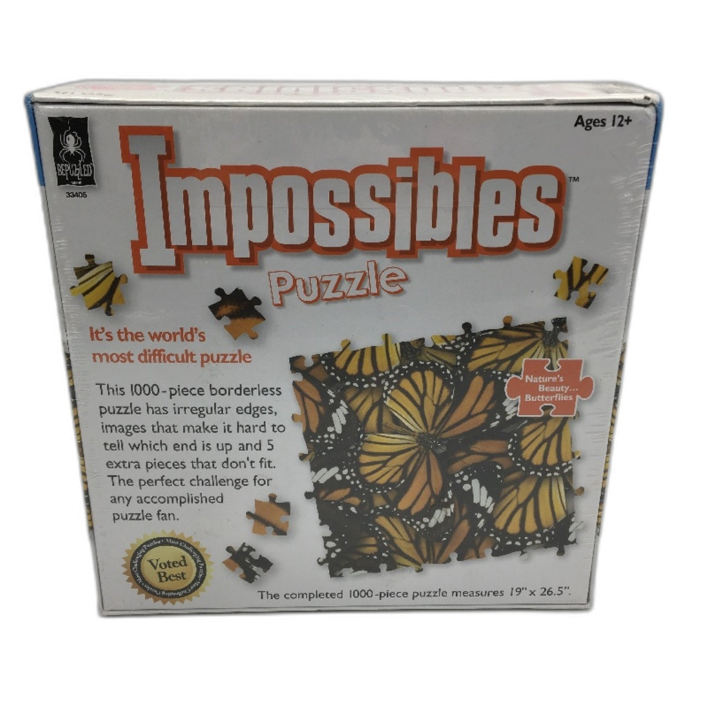 Bepuzzled Impossibles No Edge Butterflies 1000 Piece Jigsaw Puzzle Ages 12+ NEW