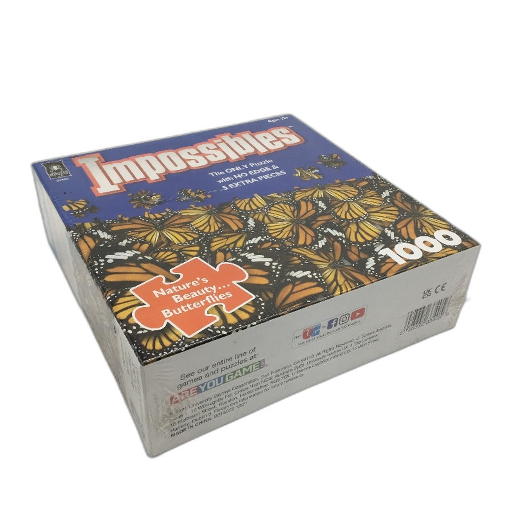 Bepuzzled Impossibles No Edge Butterflies 1000 Piece Jigsaw Puzzle Ages 12+ NEW