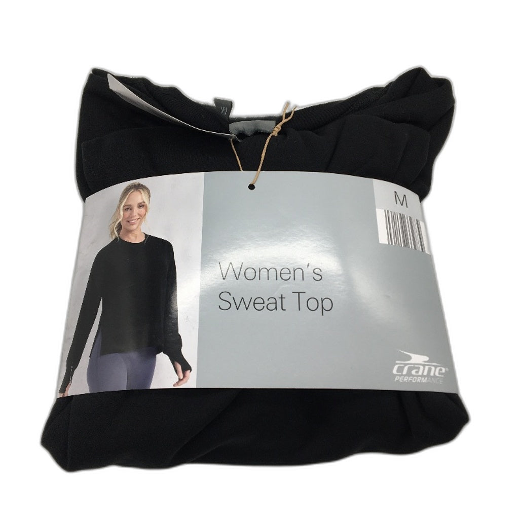 Crane Performance Crew Neck Classic Black Sweater Jumper Top Size M NEW