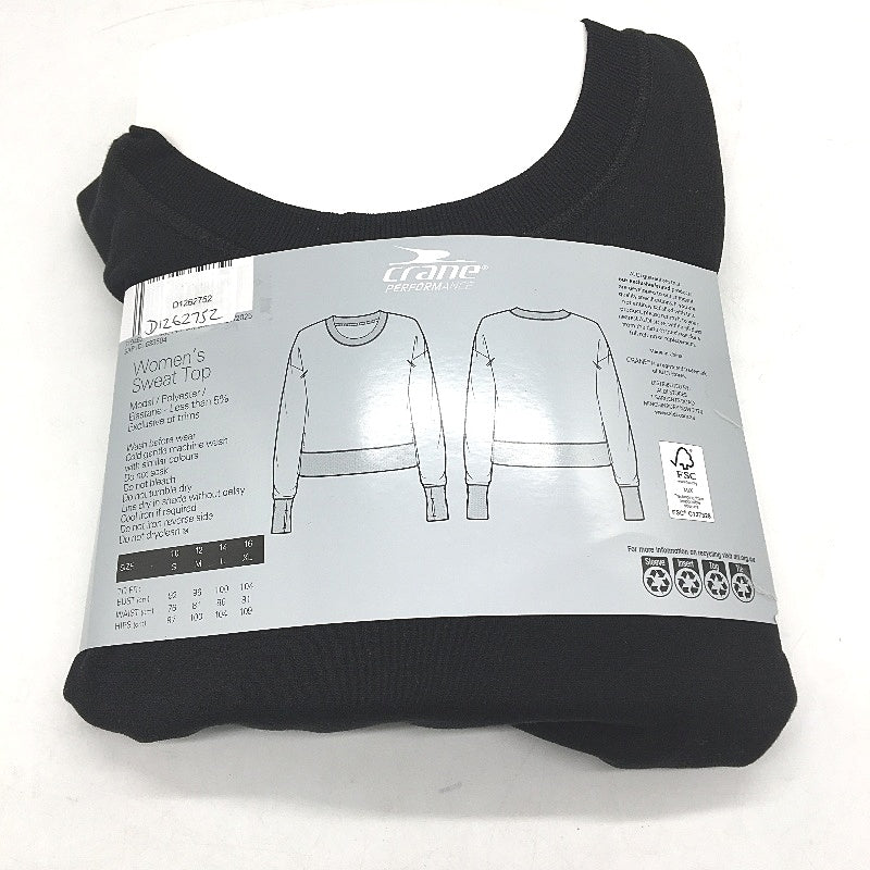 Crane Performance Crew Neck Classic Black Sweater Jumper Top Size M NEW