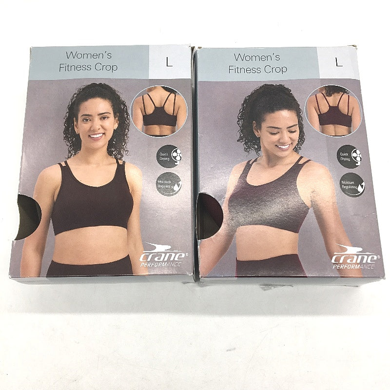 Crane Performance 2 Pack Brown Burgandy Activewear Fitness Tops Ladies Sze L NEW