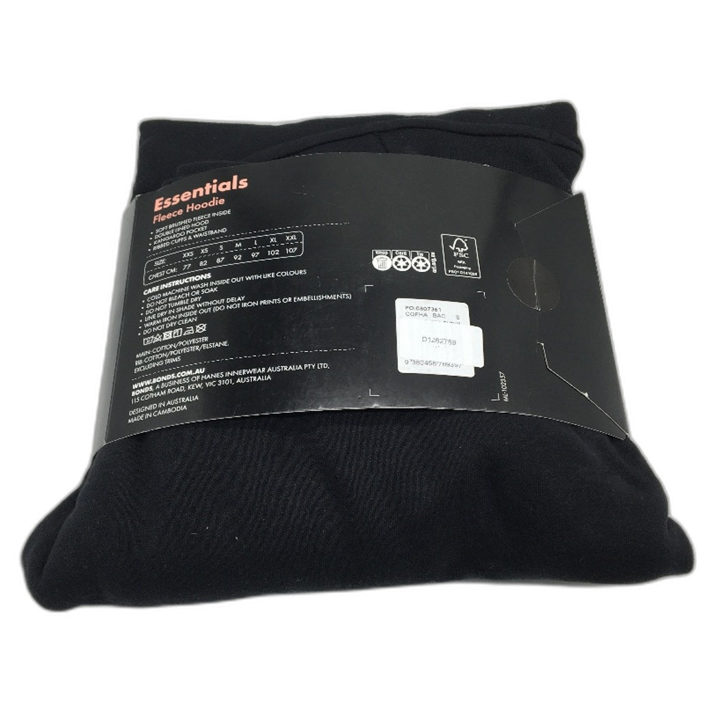 Bonds Originals Aussie Cotton Front Pocket Hoodie Black Ladies Size S NEW
