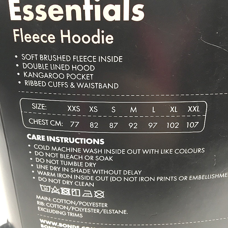 Bonds Originals Aussie Cotton Front Pocket Hoodie Black Ladies Size S NEW