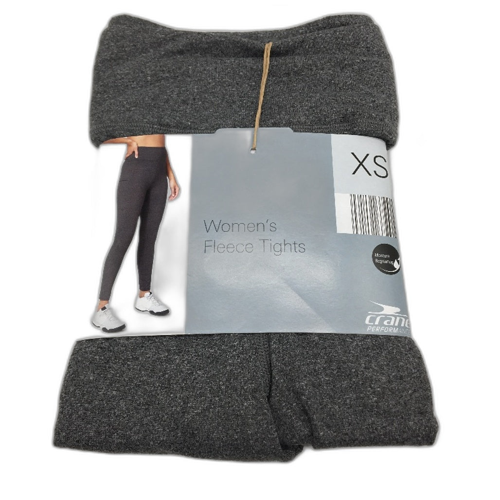 Crane Performance Grey Marle Fitness Full Length Fleece Tights Size XS NEW