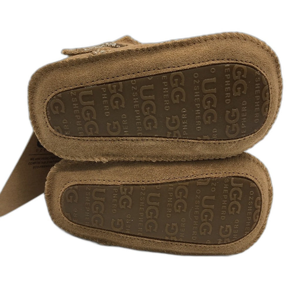 UGG Oz Shepherd Baby Toddler Chesnut Tan Sheepskin Wool Booties Size L NEW