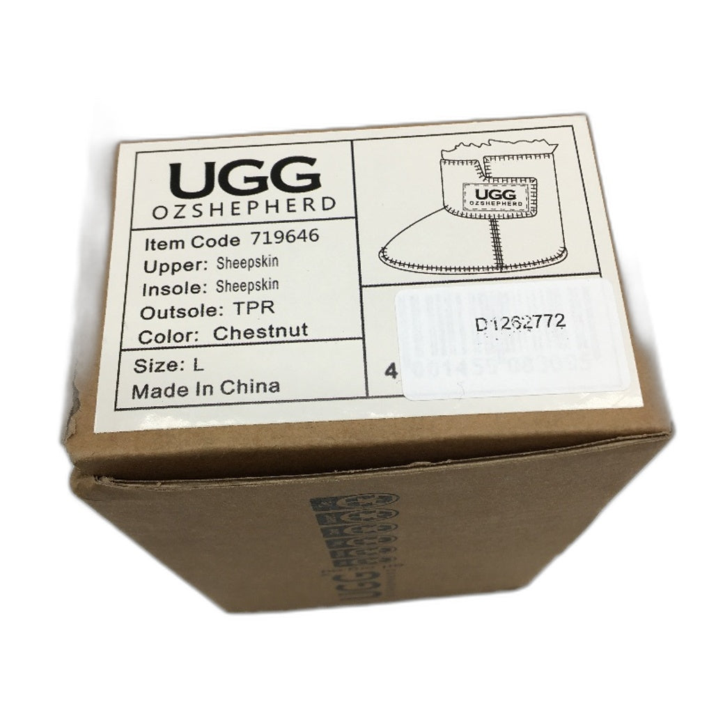 UGG Oz Shepherd Baby Toddler Chesnut Tan Sheepskin Wool Booties Size L NEW