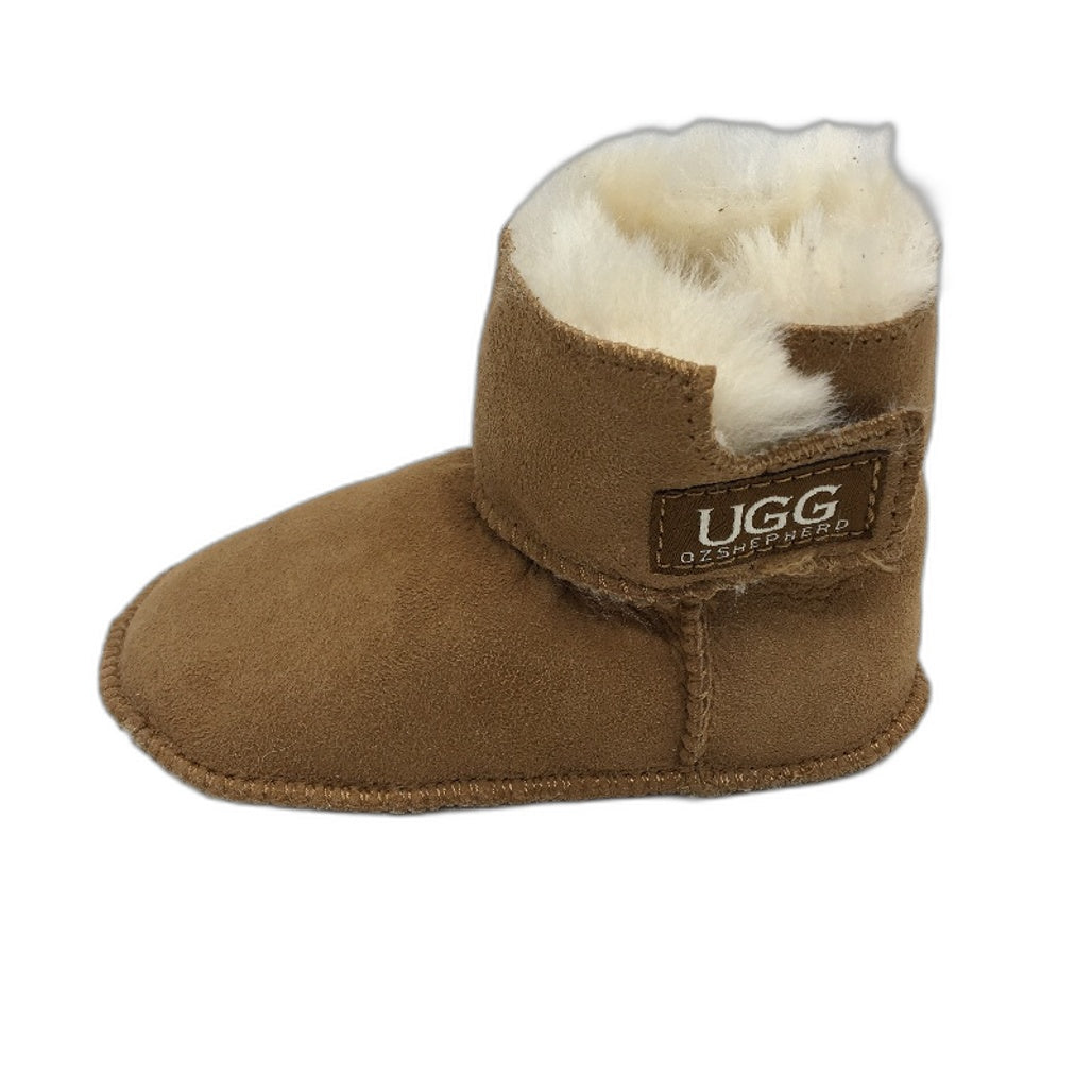 UGG Oz Shepherd Baby Toddler Chesnut Tan Sheepskin Wool Booties Size XL NEW