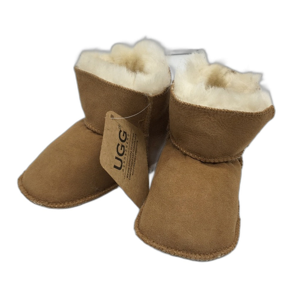 UGG Oz Shepherd Baby Toddler Chesnut Tan Sheepskin Wool Booties Size XL NEW