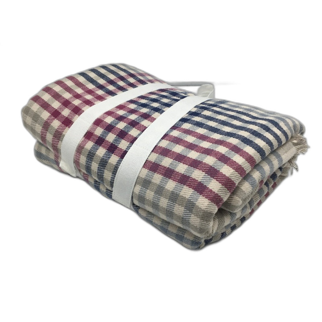 Kirkton House Check Soft Cotton Lightweight Multicoloured Throw Blanket NEW