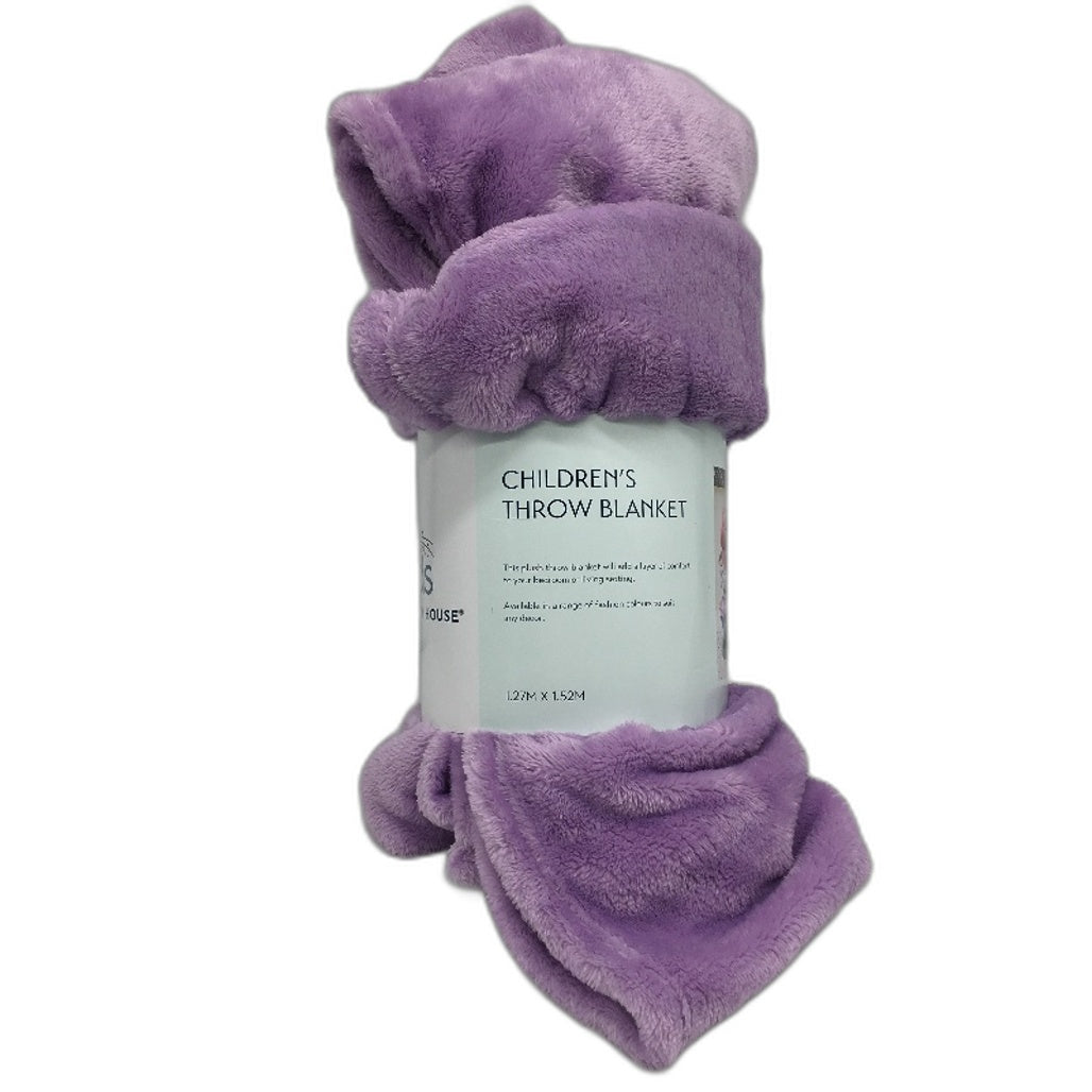 Kirkton House Super Soft Fleece Childrens Lilac Purple Throw Blanket NEW