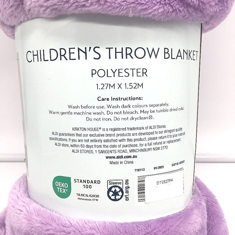 Kirkton House Super Soft Fleece Childrens Lilac Purple Throw Blanket NEW