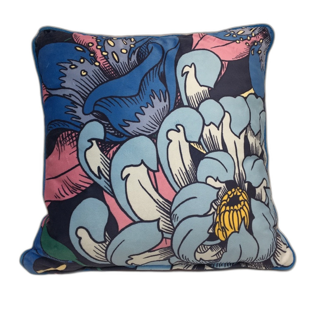 Frida Kahlo Blue Toned Butterfly Floral Cusion Removable Washable Cover NEW