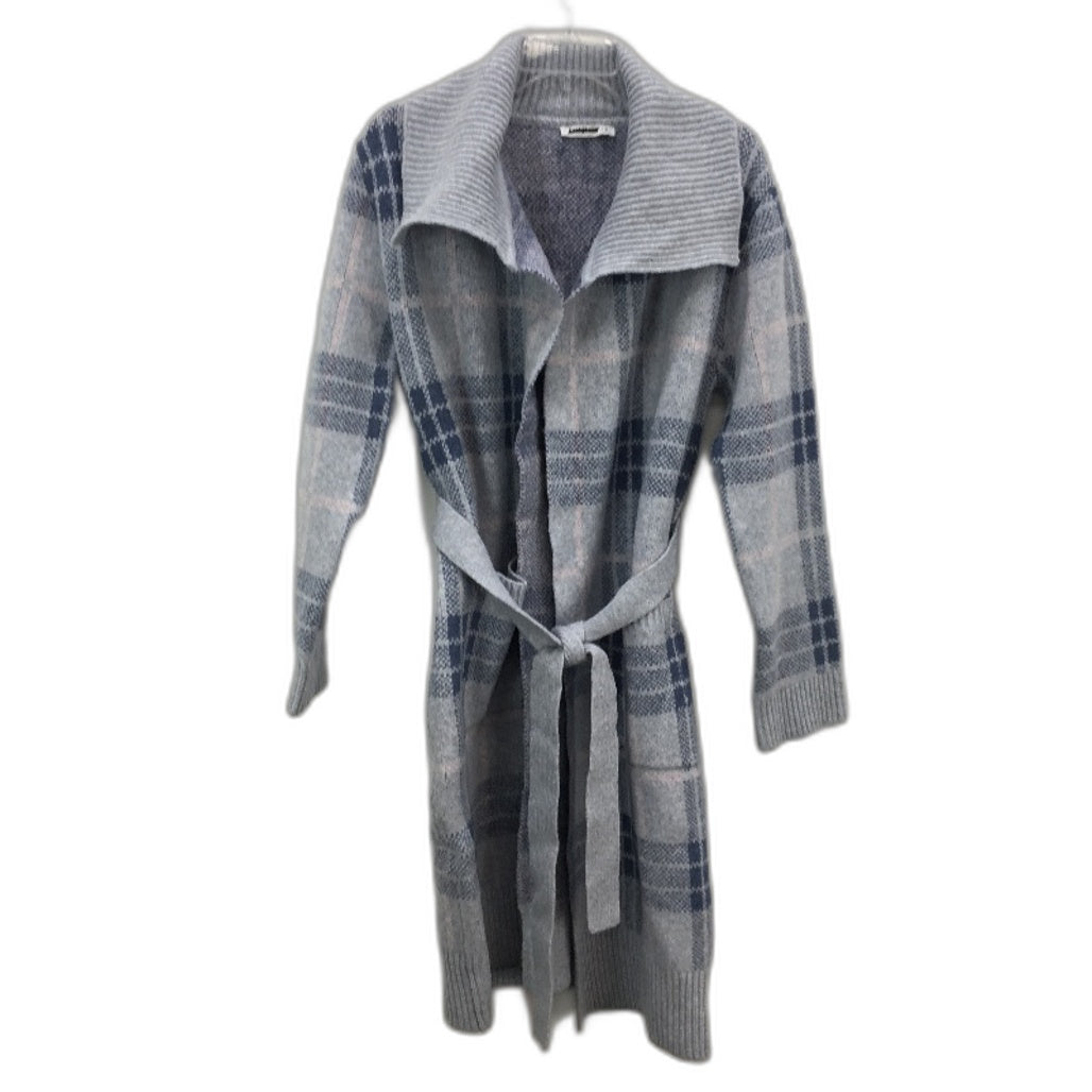 Just Jeans Alessia Collared Grey Blue Check Coatigan Ladies Size AU 10 NEW