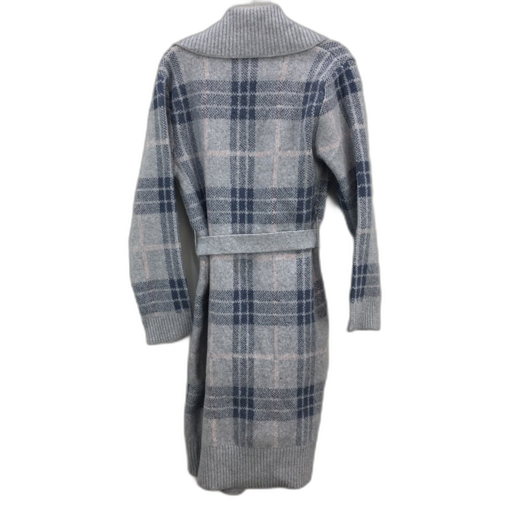 Just Jeans Alessia Collared Grey Blue Check Coatigan Ladies Size AU 10 NEW