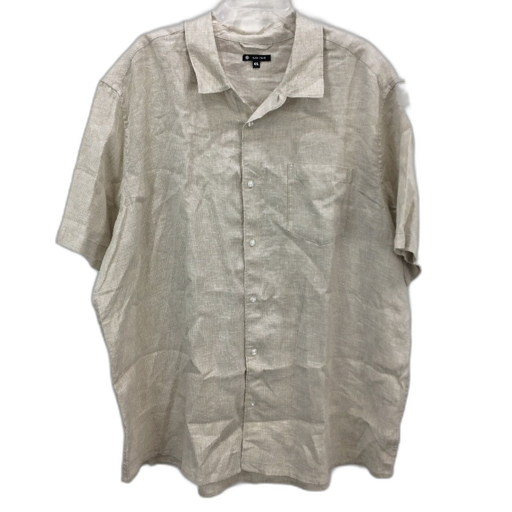 Target European Linen Beige Stripe Short Sleeve Button Up Shirt Mens Sz 4XL NEW