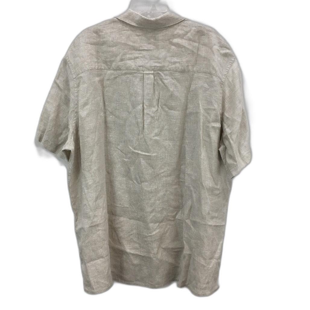 Target European Linen Beige Stripe Short Sleeve Button Up Shirt Mens Sz 4XL NEW