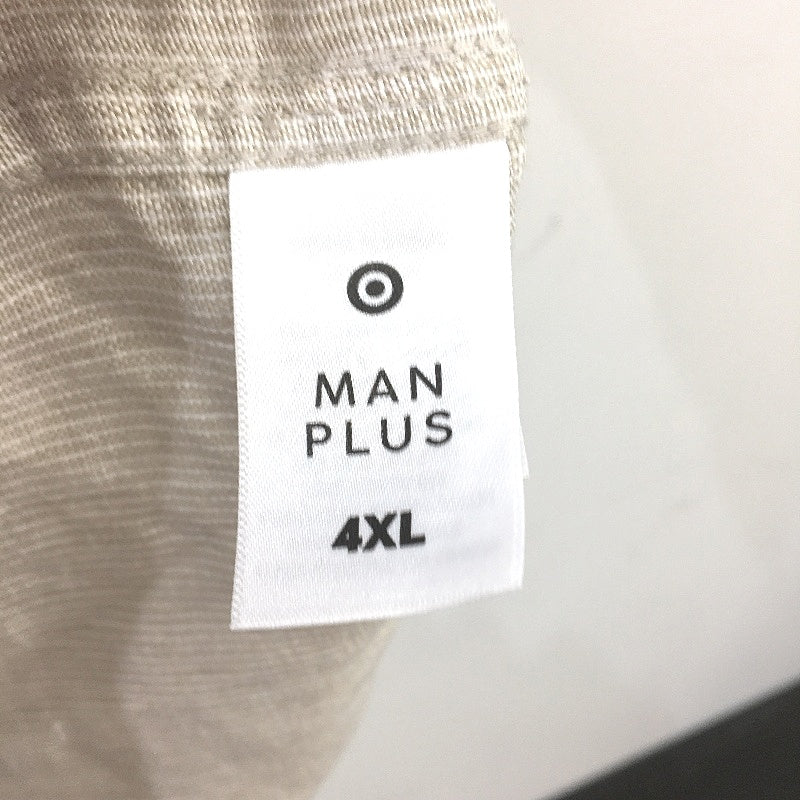 Target European Linen Beige Stripe Short Sleeve Button Up Shirt Mens Sz 4XL NEW