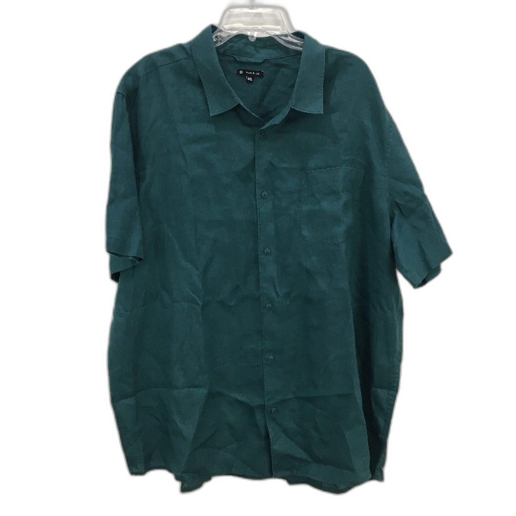 Target European Linen Teal Green Short Sleeve Button Up Shirt Mens Size 4XL NEW