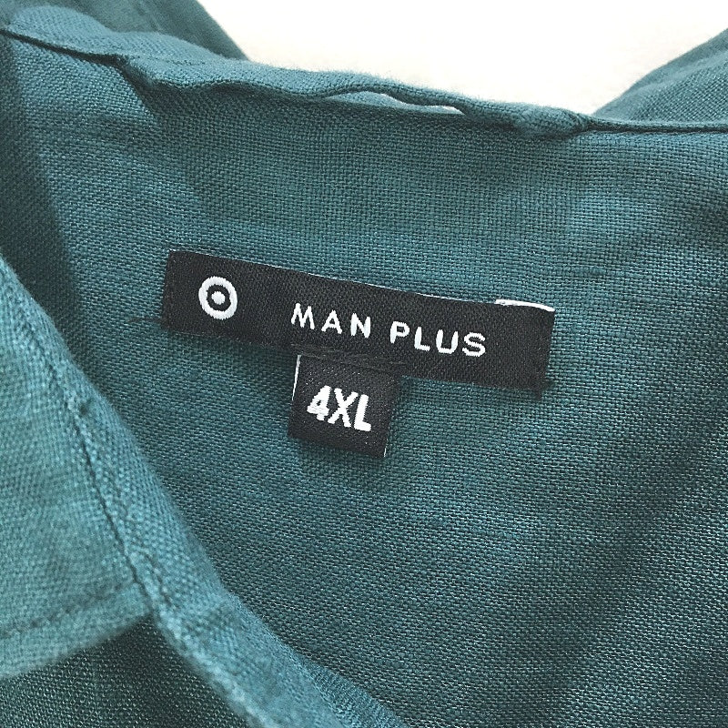 Target European Linen Teal Green Short Sleeve Button Up Shirt Mens Size 4XL NEW