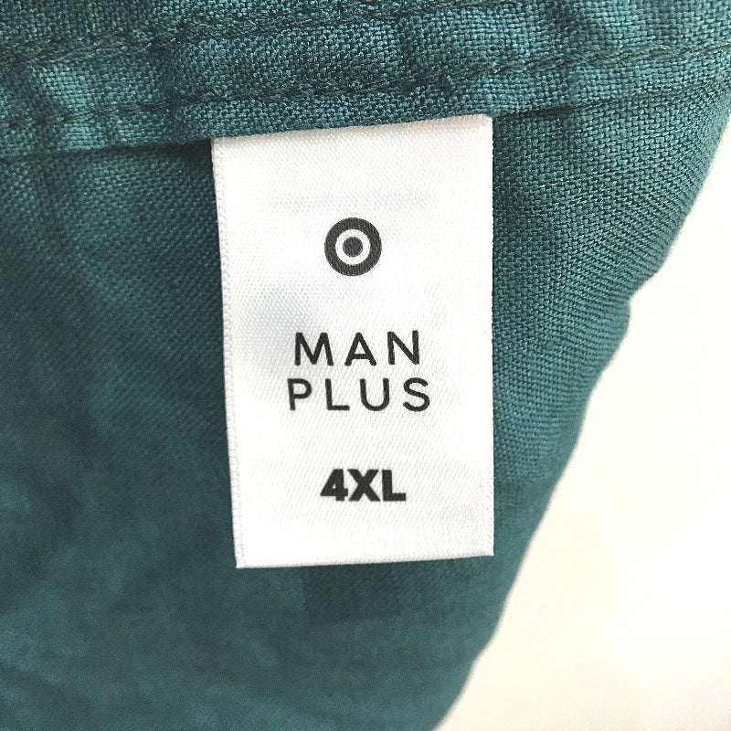Target European Linen Teal Green Short Sleeve Button Up Shirt Mens Size 4XL NEW