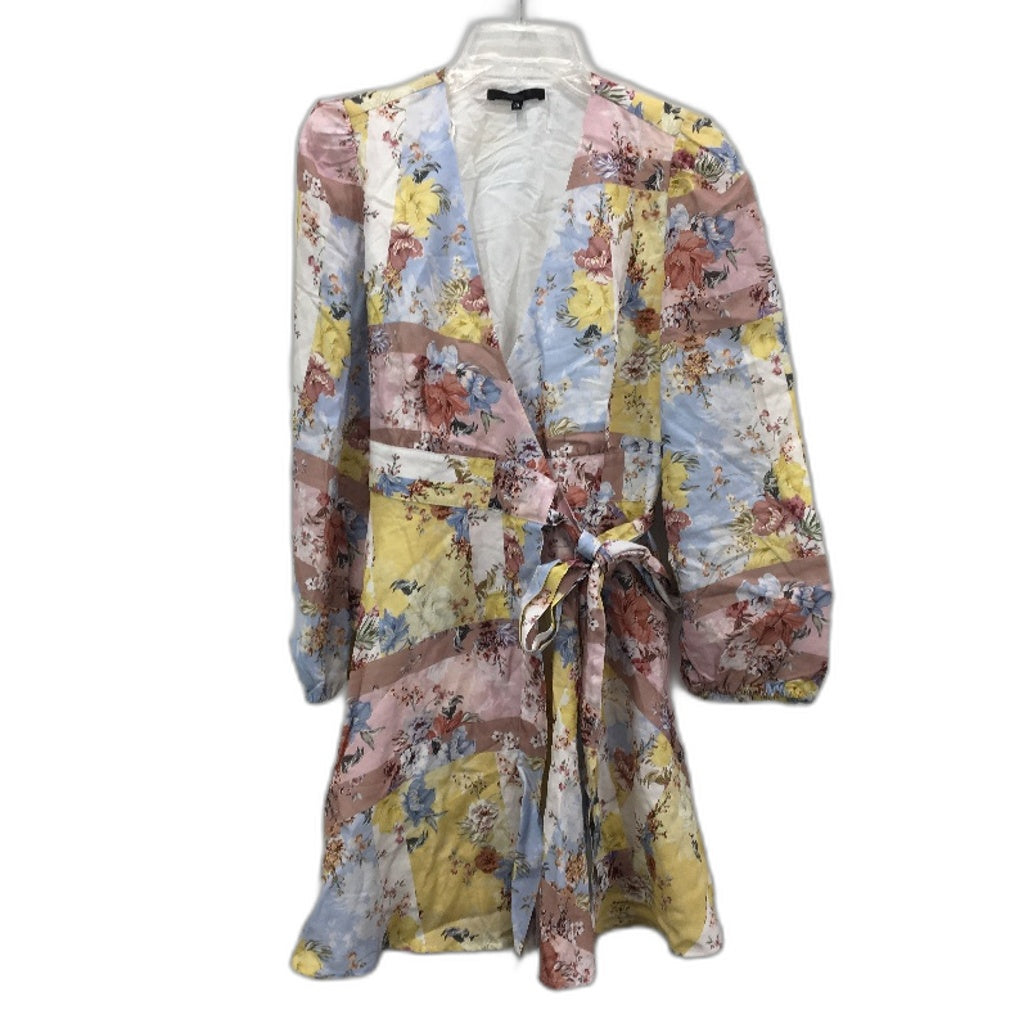 Portmans Gabby Mirage Floral Long Sleeve Wrap Mini Dress Ladies Size AU 10 NEW