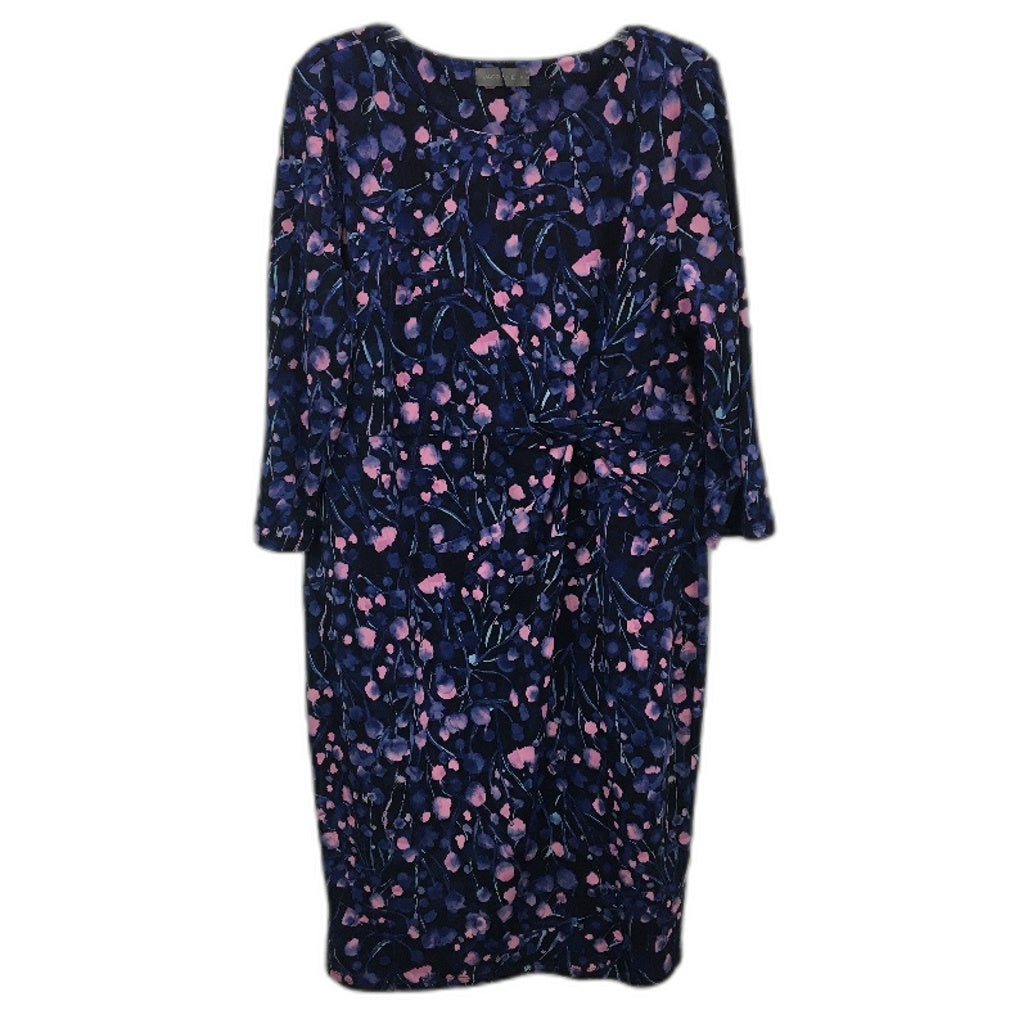 Jacqui E 3/4 Sleeve Carly Twist Floral Navy Mini Dress Ladies Size XL NEW