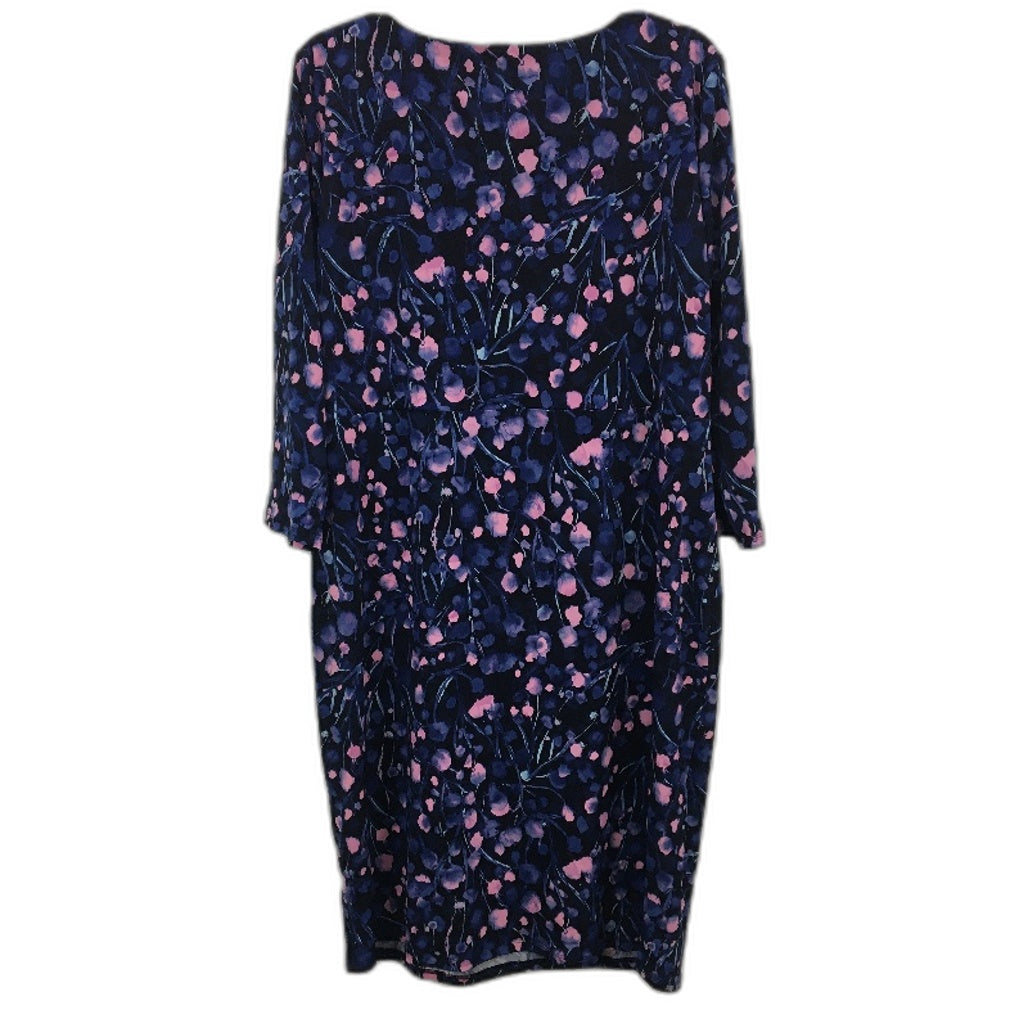 Jacqui E 3/4 Sleeve Carly Twist Floral Navy Mini Dress Ladies Size XL NEW