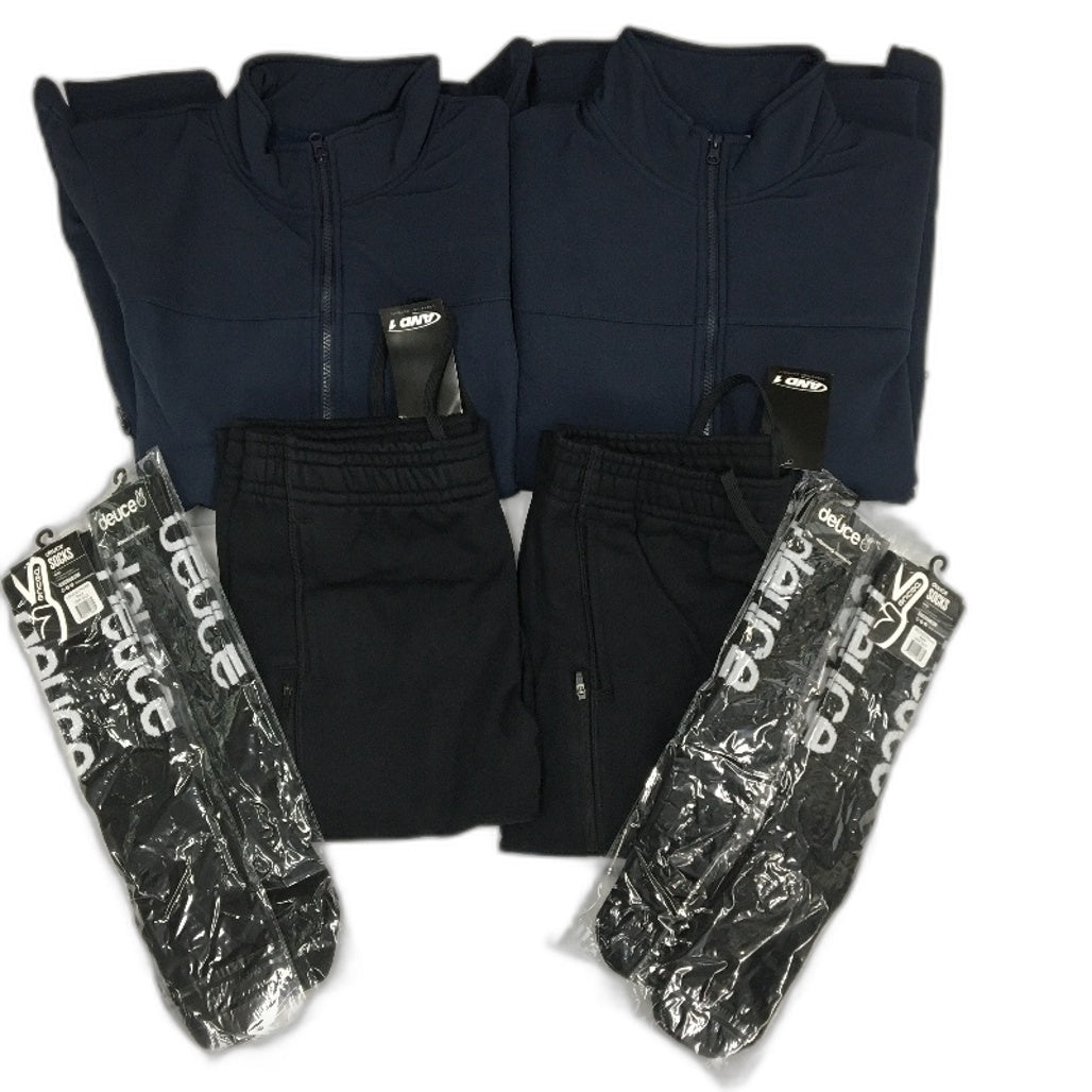 AND1 8pc Navy Zip Jacket Black Trackpants and OS Socks Unisex Size Small Set
