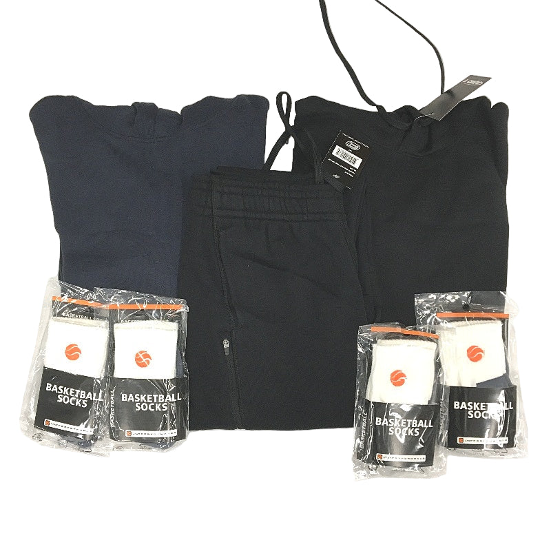 AND1 8pc Navy&Black Hoodies, Trackpants and SML LTWT Socks Unisex Size Small