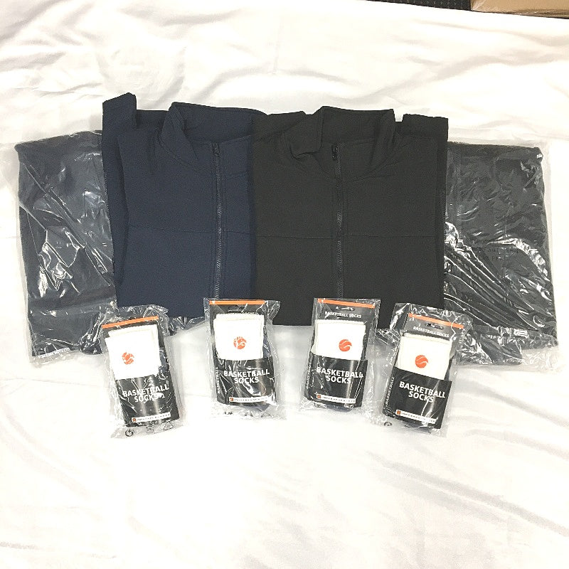 AND1 8pc Navy & Black Zip Up Jackets and SML LTWT Socks Unisex Size XS