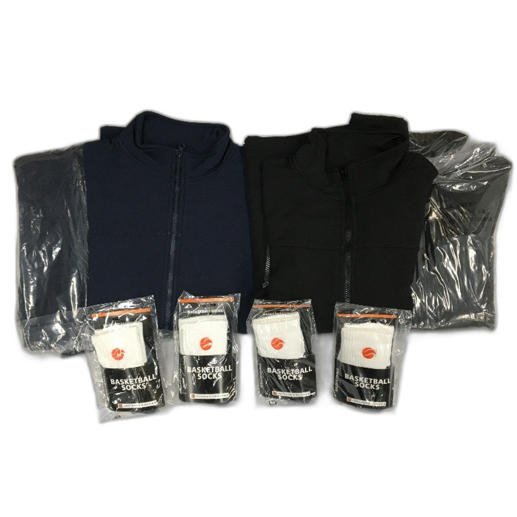 AND1 8pc Navy & Black Zip Up Jackets and SML LTWT Socks Unisex Size 2XS