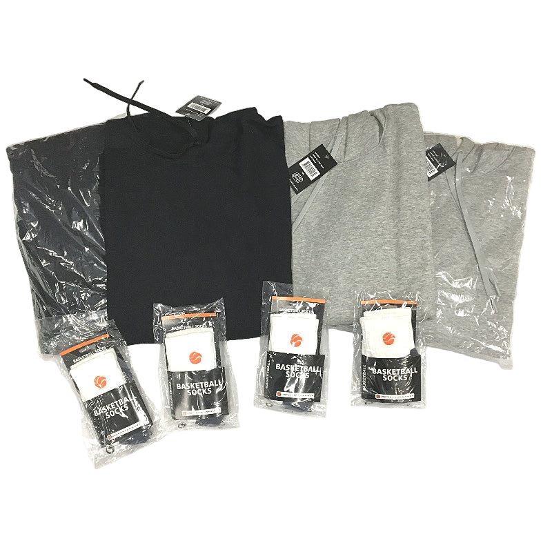 AND1 8pc Grey & Black Hoodies and SML LTWT Socks Unisex Size 2XL