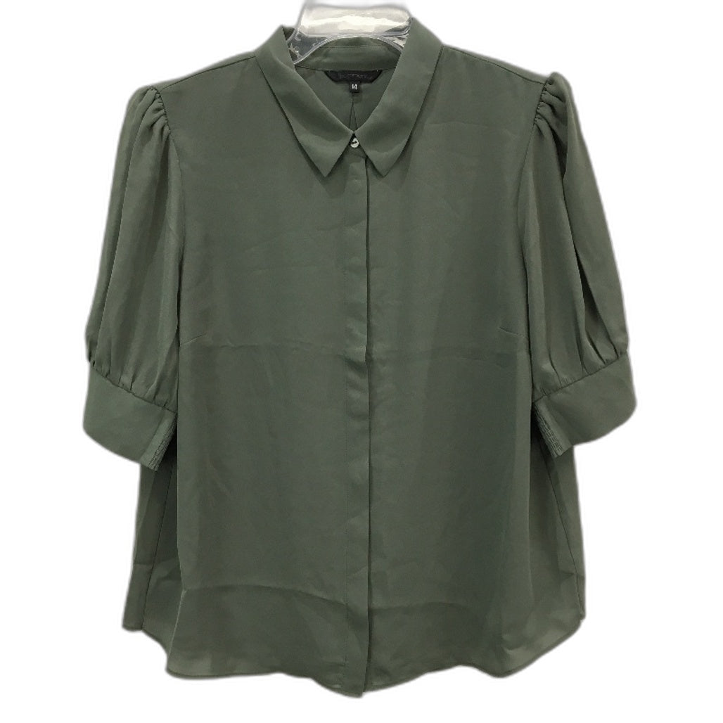 Portmans Macie Short Sleeve Collared Green Shirt Ladies Size AU 14 NEW