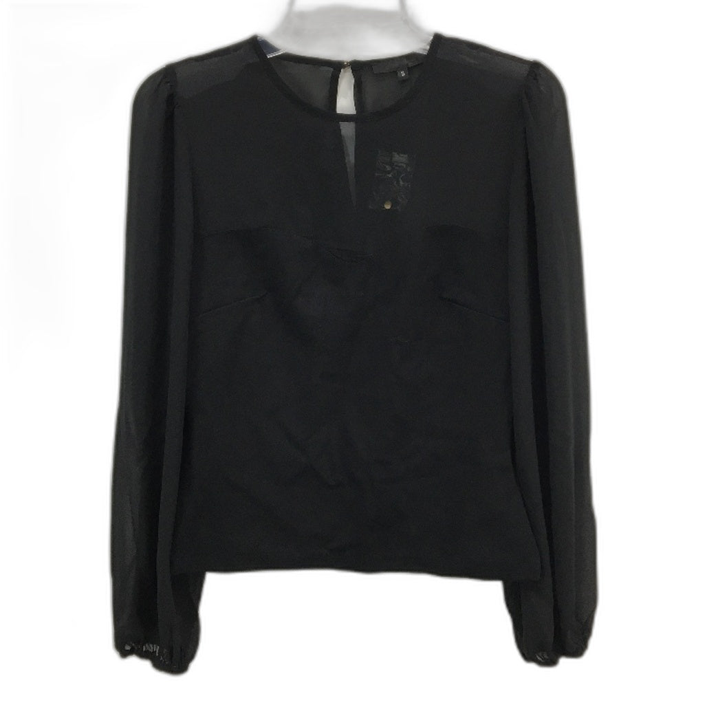 Portmans Kara Sweetheart Sheer Sleeve Black Ponte Top Ladies Size Small NEW